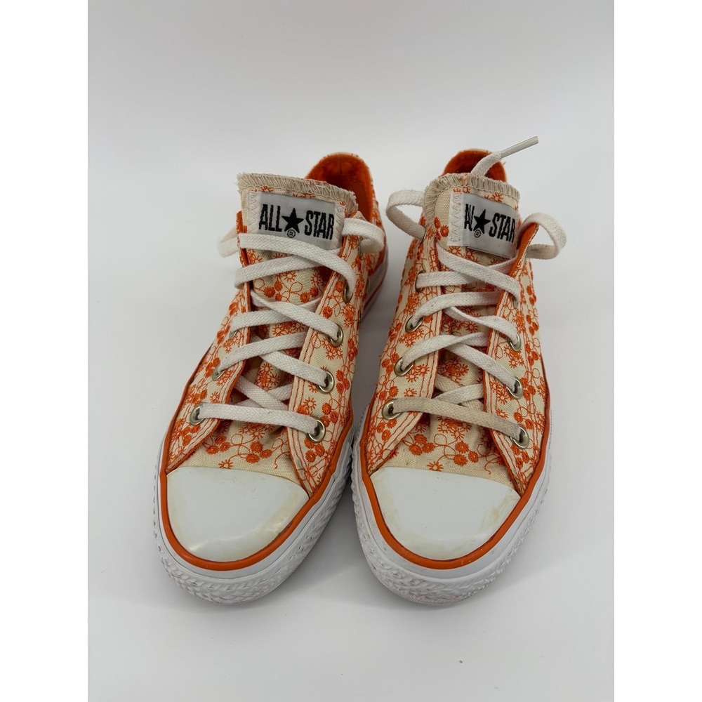 Converse All Star Embroidered Orange Flower Men's Size 4 Women's Size 6
